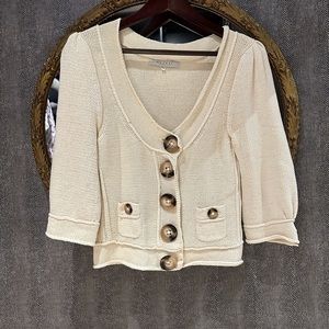 Nougat puff sleeve cardigan